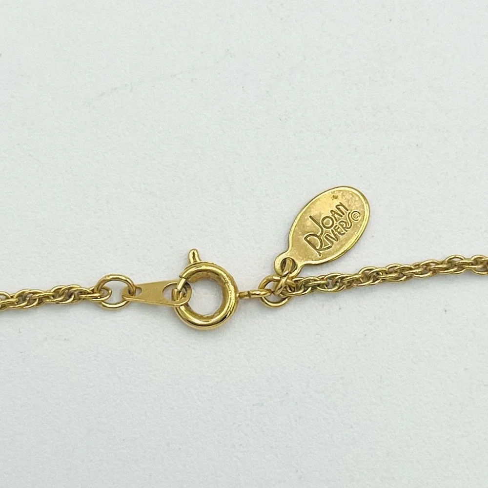 Vintage Joan Rivers Two Heart Necklace Slide Pendant Gold Crystal Earrings Chain